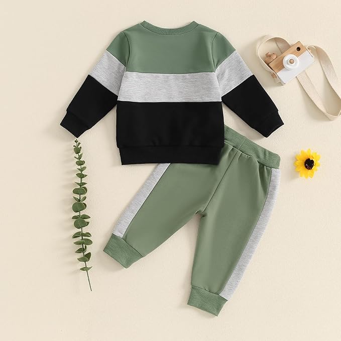 Toddler Baby Boy Fall Outfits Long Sleeve Crew Neck Pullover Sweatshirt + Jogger Pants Set Infant Winter Clothes