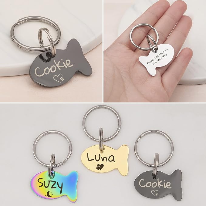 Anavia Small Size Dog Cat ID Tags, Small/XS Personalized Color Plated Stainless - Image 3