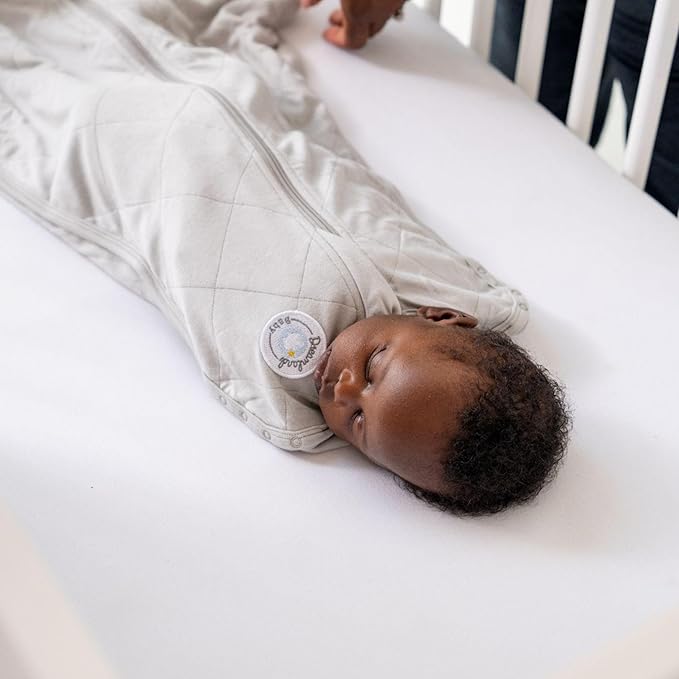 Dreamland Baby Viscose Swaddle Blanket (0-6 Months). 1.0 TOG Ultra Soft Swaddle Blanket w/Built in Band. 97% Viscose, 3% Spandex (White with Grey Stars). Mom-Owned US Business, Premium Materials