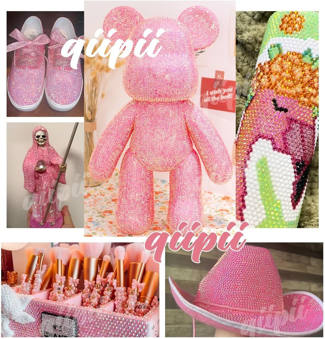 Rose Red Crystal Resin Rhinestones w B7000 Jewelry Glue for Bedazzling Crafting 3mm 4mm 5mm 6mm Dark Hot Pink Flatback Stones Diamonds Gems for Nails Face Eye Makeup Tumblers Bottles DIY Crafts