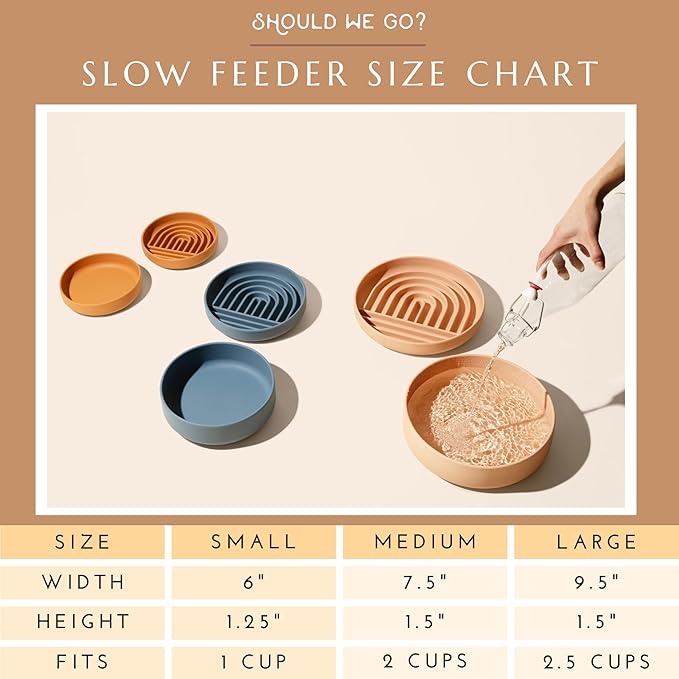Should We Go? Slow Feeder for Dogs & Puppies, The Slowdown Bowl Silicone Slow Eating, Modern Lick Mat Design, Reduces Gulping, Fits 2.5 Cups, 9.5” Across x 1.5” Tall, Mealtime Challenge, Large-Sage