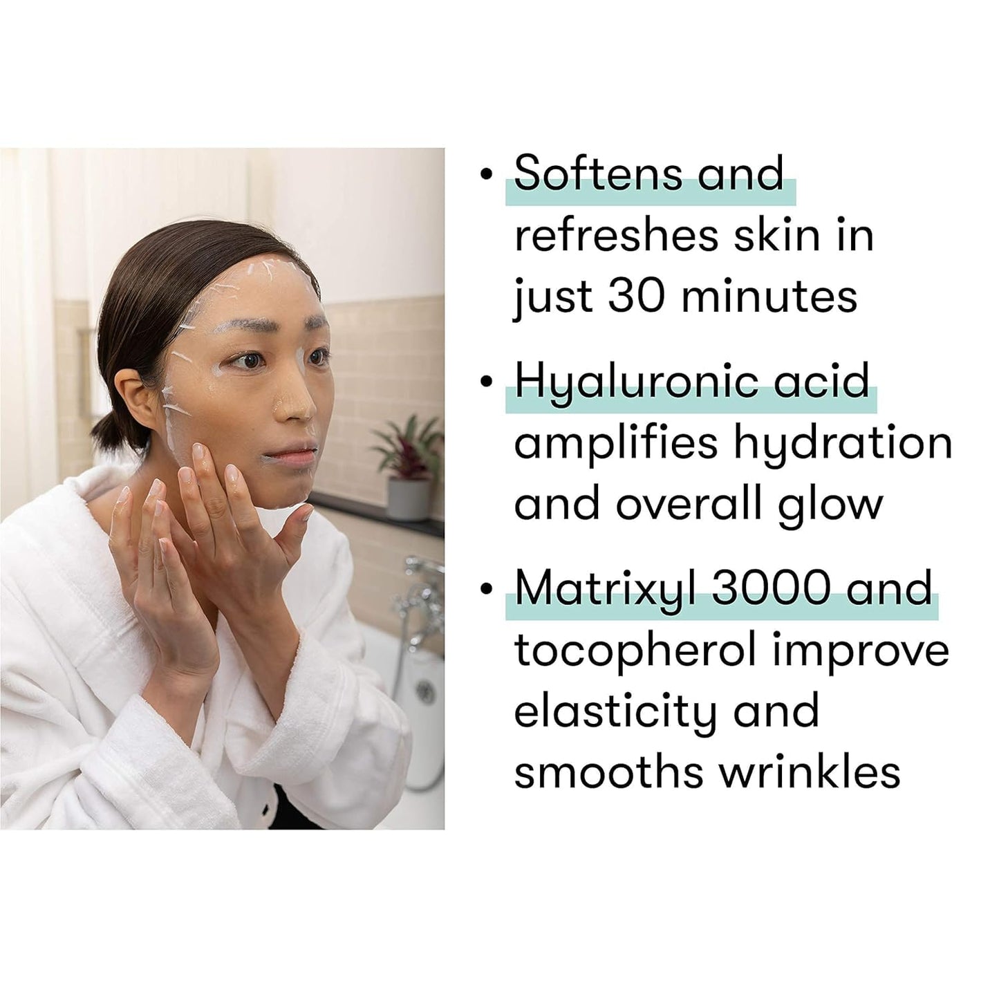 Dermaroller, Silk Face Masks Intensive Hyaluronic Acid Moisturizer with Matriyxl 3000 Tocopherol Boost Collagen Hydrate Dry Skin Reduce Fine Lines Wrinkles SingleUse Masks (1 mask)