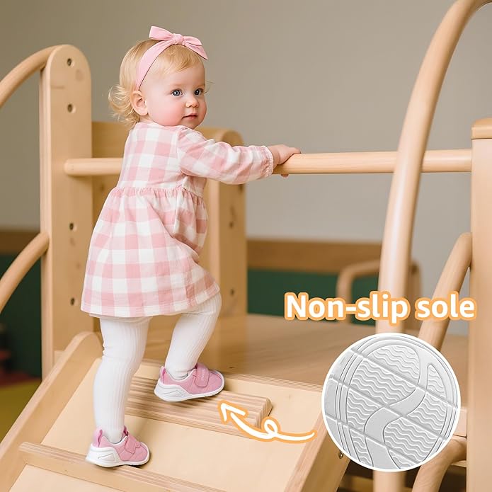 Baby Shoes Wide Toe Box Infant Boy Girl First Walker Shoe Toddler Crib Barefoot Sneakers Non-Slip Sole Soft Breathable Mesh Lightweight Walking Indoor Newborn Chubby Babies 6 9 12 18 24 Months