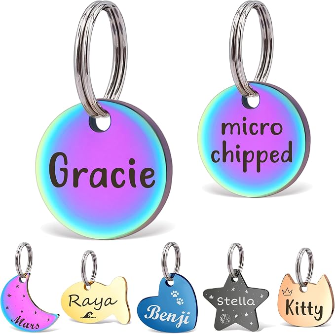 Anavia Small Size Dog Cat ID Tags, Small/XS Personalized Color Plated Stainless by Anavia