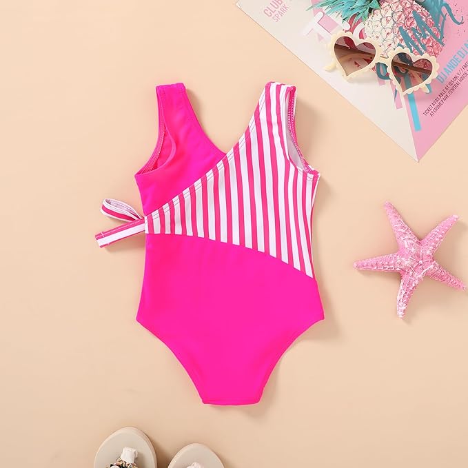 Happy Town Toddler Swimsuit Girl One Piece Bathing Suit Color Block Swimwear Baby Summer Beach Wear