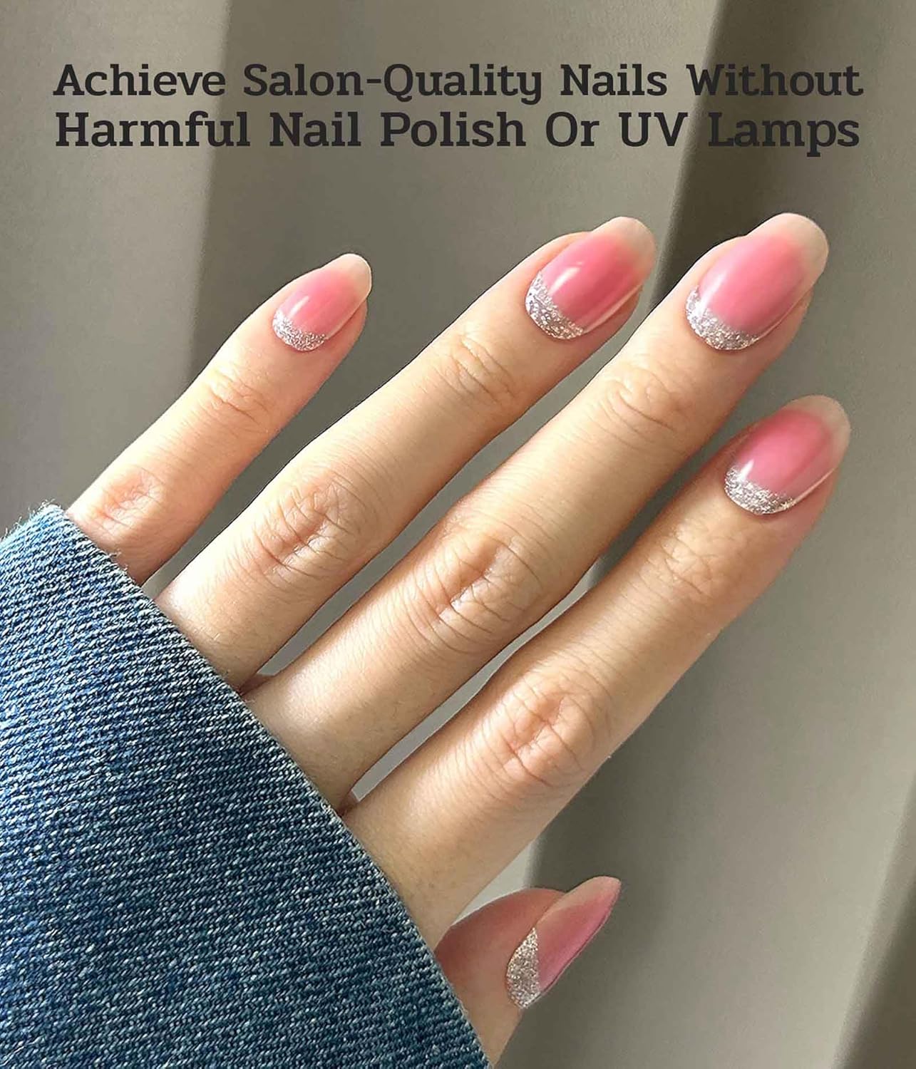 Nail Polish Strips - 22 Pcs Salon Quality Gel Nail Stickers - Long Lasting Wraps (Peach Smoothy Light Pink)