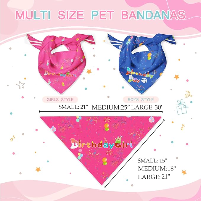 Birthday Dog Bandanas Girl, Cat Dogs Triangle Pet Scarves - Image 2