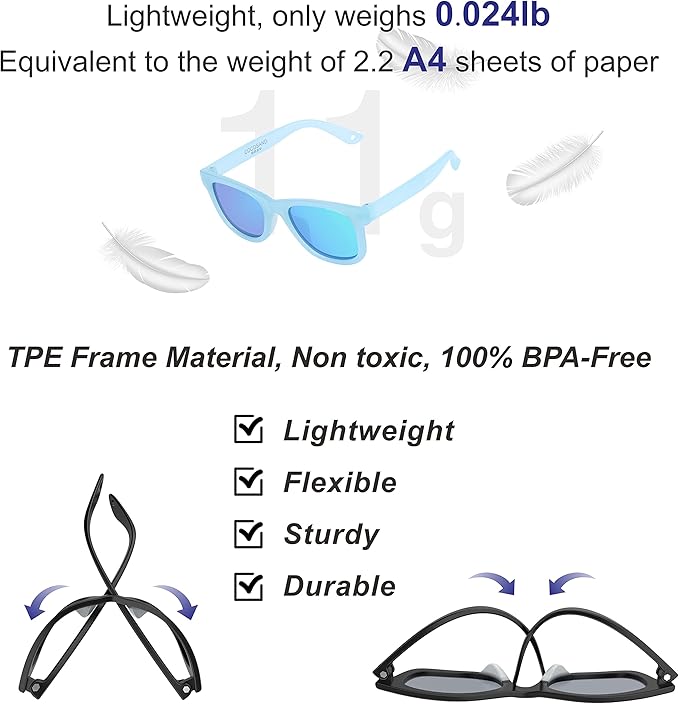 COCOSAND Flexible Baby Sunglasses with Strap Polarized UV Protection for Toddler Infant Newborn Boy Girl Age 0-24 Months