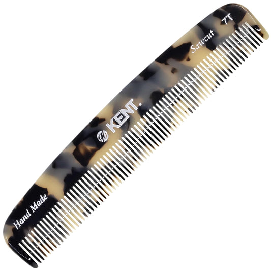 Kent 7T TW All Fine Tooth Pocket Comb for Men - Handmade Hair Comb for Men for Everyday Grooming and Styling - Travel Comb for Hair Care, Mustache and Beard Care, Use Dry or with Balms, Saw Cut and