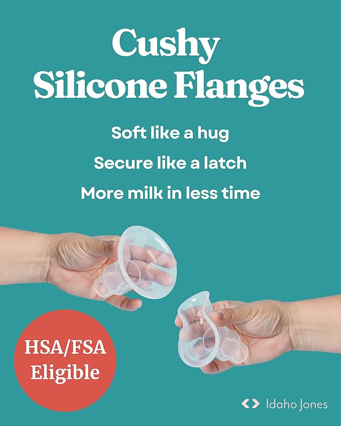 Cushy Silicone Flanges, Breast Shields - Replacement Pump Parts - for Spectra, Lansinoh, Medela Pumps - Great for Elastic Nipples - Double (2 Pack) - 27mm