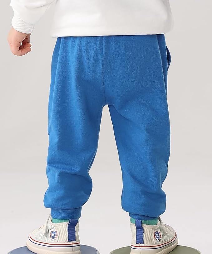 GFQLONG 2/3 Pack Toddler Pants Sweatpants Boys Cotton Joggers, Athletic Pull on Sweat Pants with Pockets for Kids Clothes