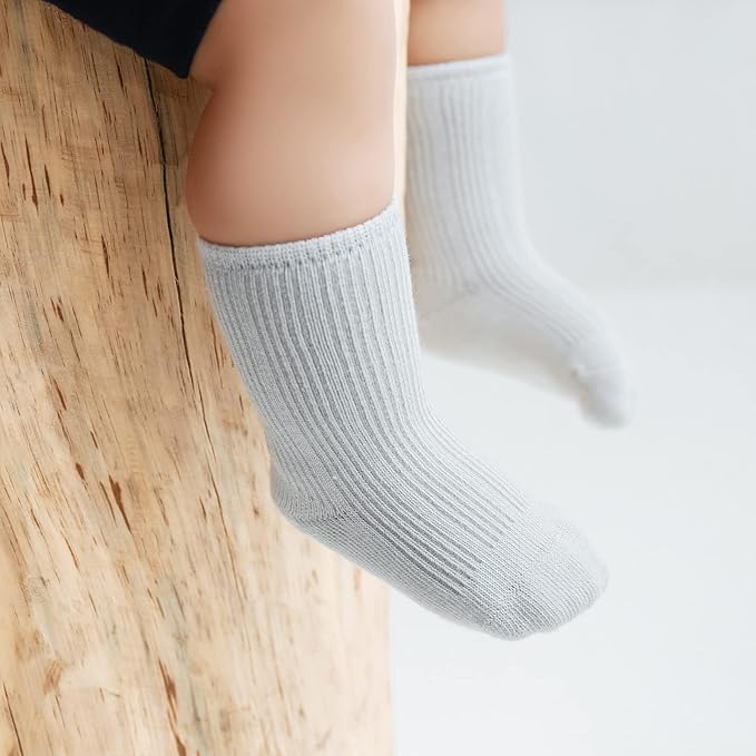 Toddler Socks Unisex Baby Baby Crew Cotton Cuff Socks for Infant Girls Stocking Stuffer for Kids 0-36 Months