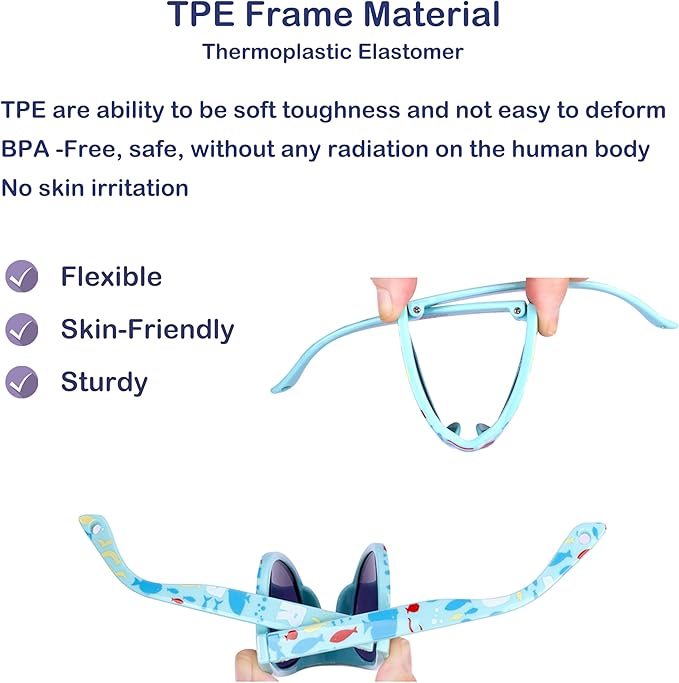 COCOSAND Flexible Baby Sunglasses with Strap Polarized UV Protection for Toddler Infant Newborn Boy Girl Age 0-24 Months
