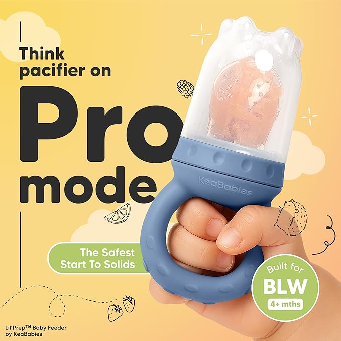 KeaBabies Baby Fruit Feeder 2pk - Silicone Baby Food Feeder for Babies 6-12 Months, Breast Milk Popsicle for Teething, Weaning, Freeze Frozen Solid Food, BPA-Free Infant Feeding Essential (Maritime)