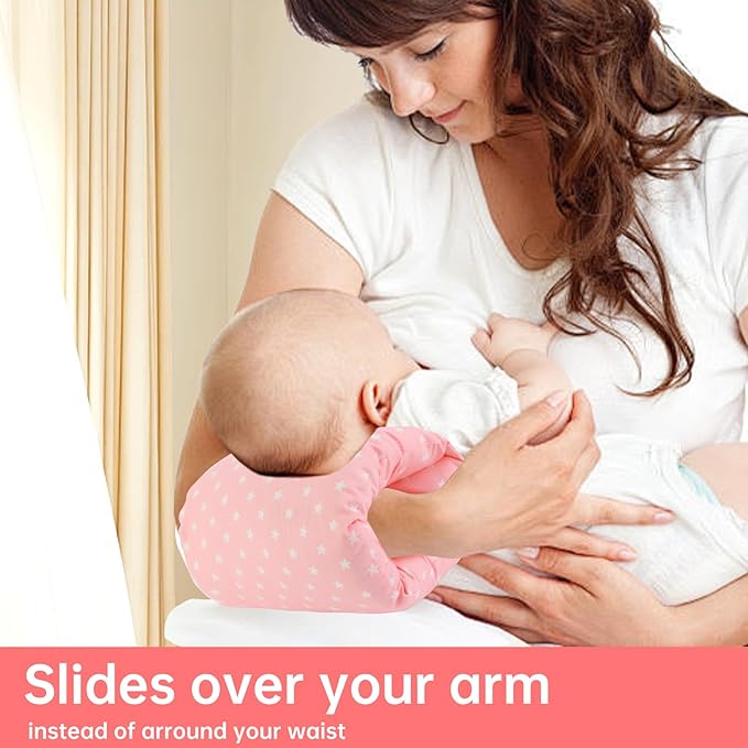 Nursing Arm Pillow with Detachable Magic Tape,Soft Cotton Bottle Nursing Arm Pillows for Newborn,Breastfeeding Pillows for More Support for Mom and Baby,Ergonomic Feeding Pillow