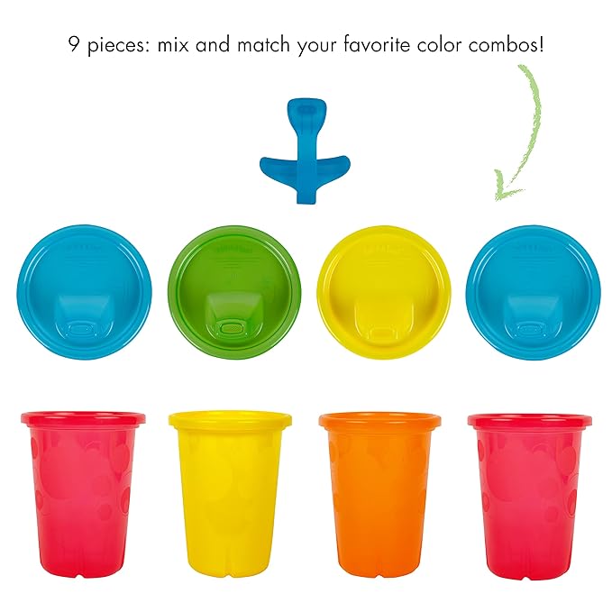 Take & Toss Toddler Sippy Cups - Multicolored Toddler Cups with Lids - Toddler Sippy Cups and Party Supplies - Baby Feeding Essentials - 10 Oz - 4 Count