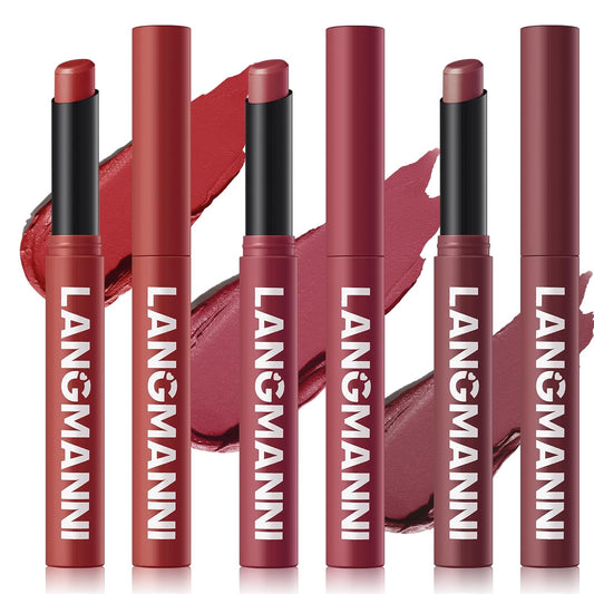 Jolilab 3Pcs Velvet Matte Lipstick Nude Matte Soft Dark Color Stick High Pigmented Long-Lasting Waterproof Lip Stick Lip Balm Beauty Cosmetics Gift for Girls and Women（10#+11#+12#