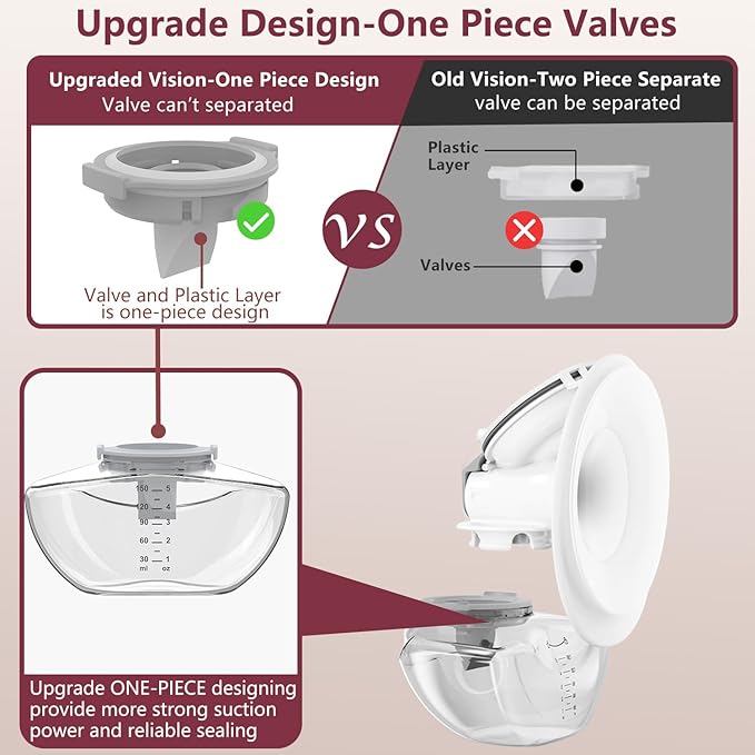 1pcs Duckbill Valves and 1pcs Diaphragms for Momcozy Upgraded Mobile Flow M9 Breast Pump, BPA Free, The Same As OEM, Replace for Momcozy Upgraded M9 Replacement Parts, Not Original Parts, 2pcs Gray