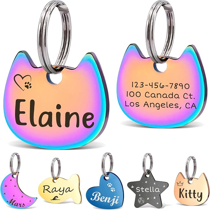 Anavia Small Size Dog Cat ID Tags, Small/XS Personalized Color Plated Stainless by Anavia