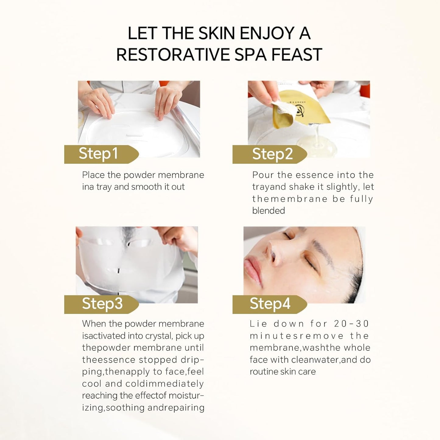 Bioactive Collagen Revitalizing Facial Mask for Women & Men Skin Care SPA,1+1 Packs Separated Essence and Powder Membrane, Moisturizing,Soothing,Repair,Firming, Anti-Aging (1 pair)