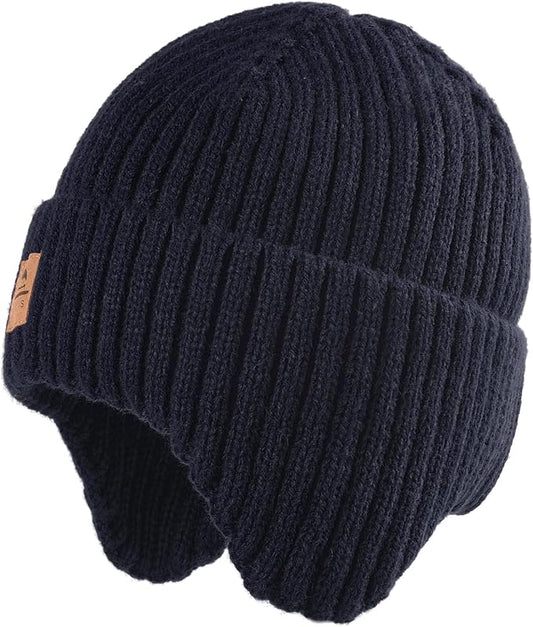 Baby Beanie Fleece Lined Toddler Winter Hat with Ear Flaps Little Girls Boys Warm Hats Cute Beanies for Kids