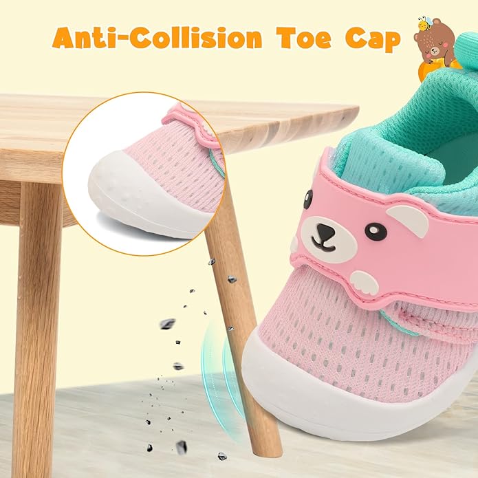 FEETCITY Baby Walking Shoes Wide Baby Shoes Boys Girls Infant Sneakers Crib Shoes Breathable Toddler Barefoot Shoes Slip On Shoes