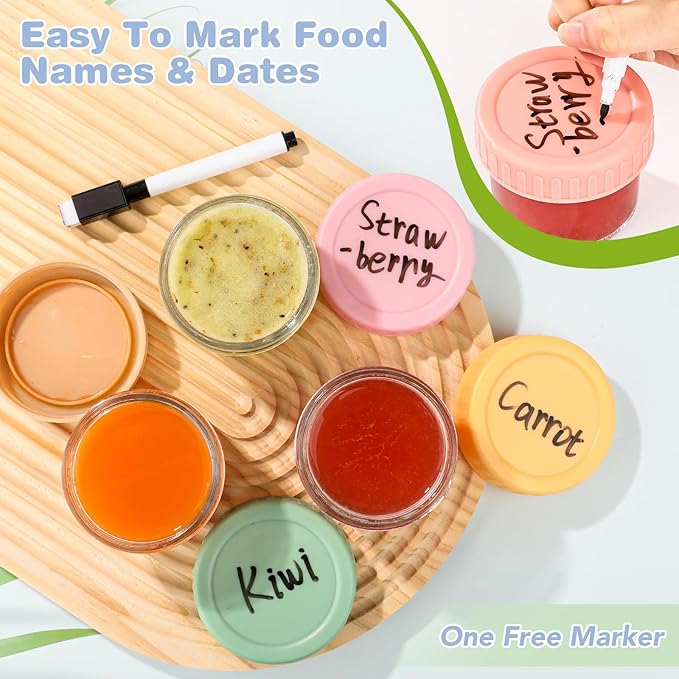 20 Pack Glass Baby Food Storage Containers, 4 oz Leakproof Baby Food Jars with Lids, Small Glass Food Containers for Infant Baby, Freezer & Microwave Safe, BPA Free
