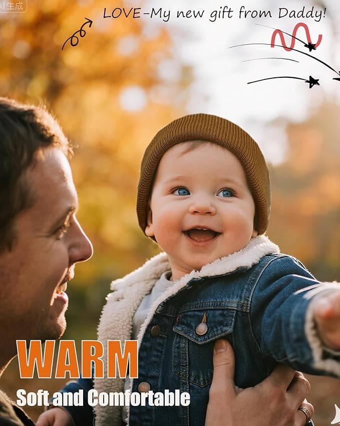 ROYBENS 100% Cotton Baby Beanie Cute Toddler Winter Hat Boys Girls Kids Soft Warm Knit Cuffed Caps Beanies for 0-8 Years