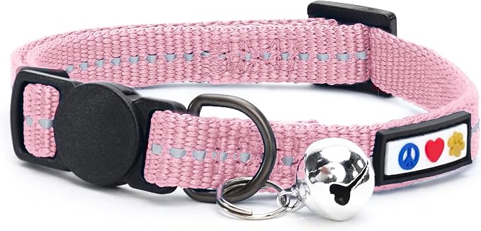 Pawtitas Recycled Pink Reflective Cat Collar – Eco-Friendly Breakaway Safety by Pawtitas