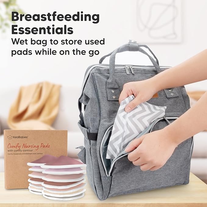 Organic Nursing Pads - 14 Washable Viscose Derived from Bamboo Breastfeeding Pads, Wash Bag, Reusable Breast Pads for Breastfeeding, Nipple Pads for Breastfeeding Essentials(Plum, M 3.9")