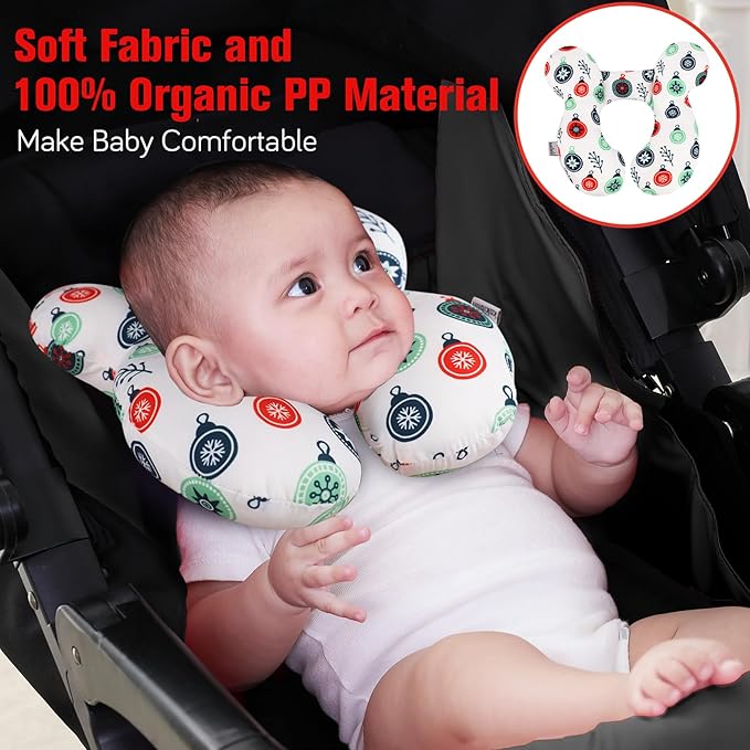 KAKIBLIN Baby Travel Pillow for Head and Neck, Upgraded Head Support Pillow, Baby Neck Pillows for Car Seat,Pushchair,Travel,(Cross)