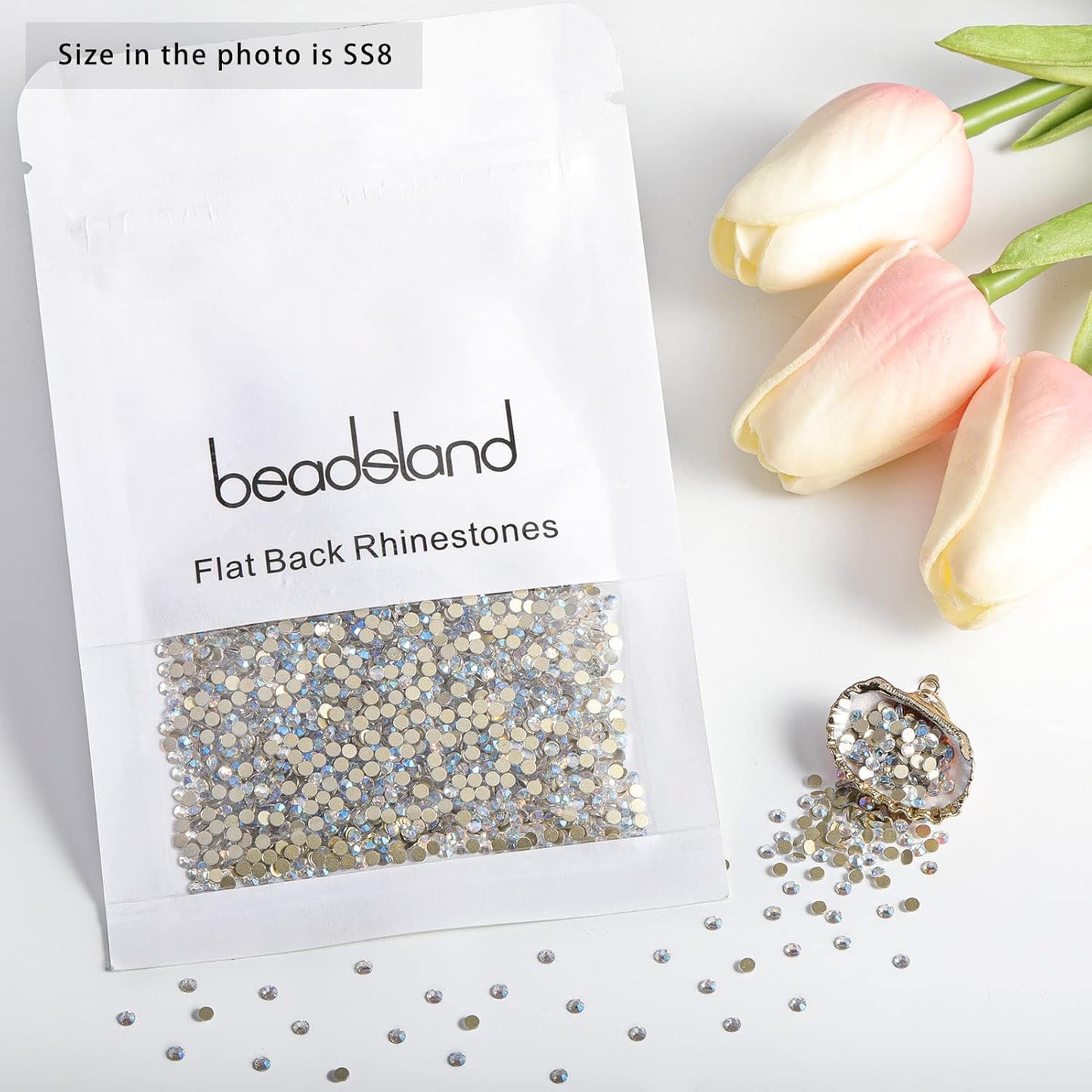 beadsland 1440 Piece Flat Back Crystal Rhinestones Round Gems,1.3mm-6.5mm, Blue Moonlight (SS8(2.3-2.5mm))