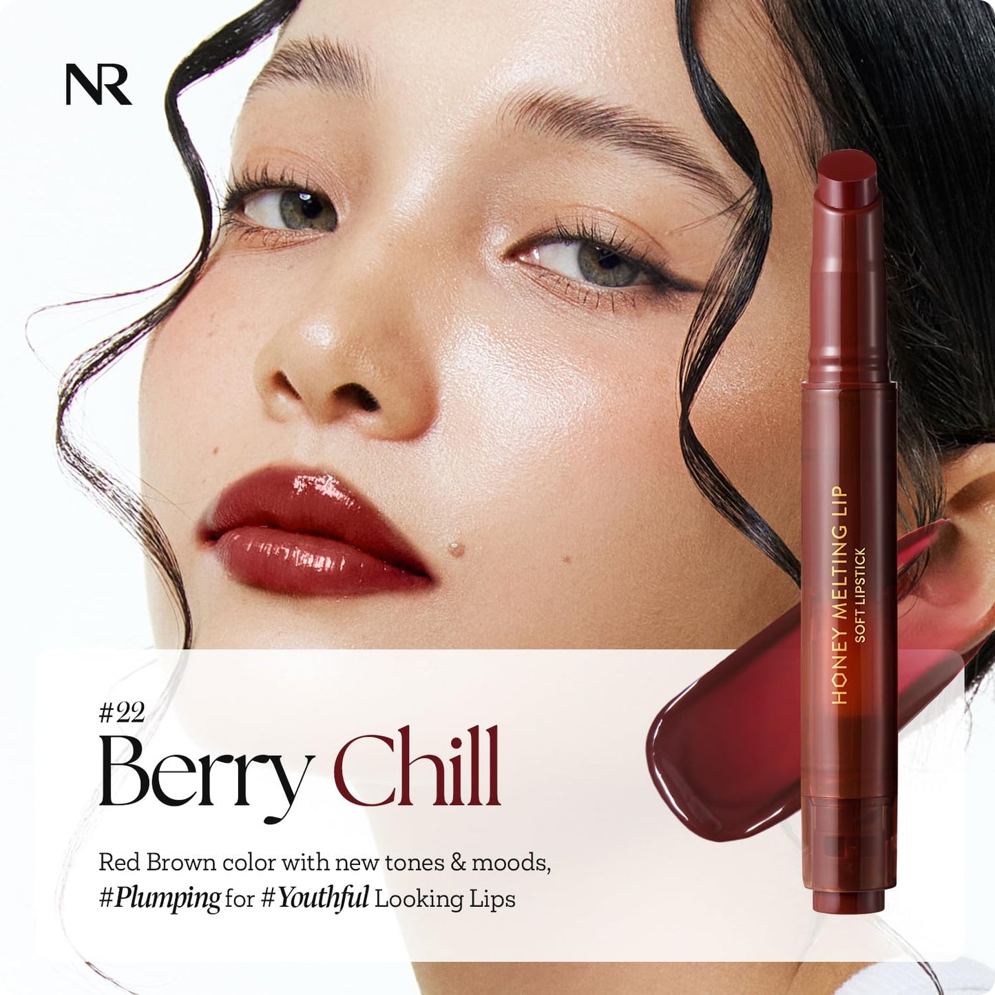 Nature Republic HONEY MELTING LIP PLUMPING (22 BERRY CHILL) SOFT LIP STICK, Hydrating Gloss, Moisturizing balms, Volumizing formula & Sheer tint, Glowy Finish, korean make up