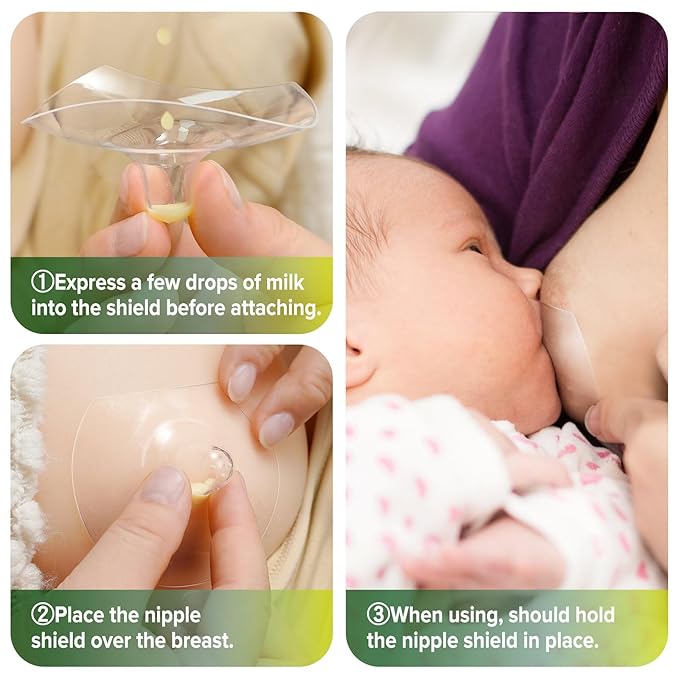 haakaa Nipple Shields for Nursing Nipple Shield for Breastfeeding with Storage Case Ultra-Thin Food-Grade Silicone (24mm, 2pcs)