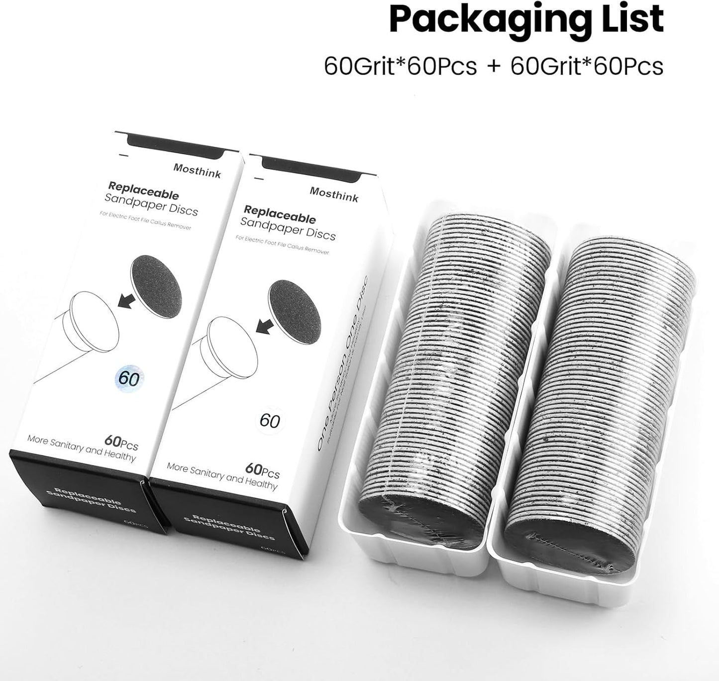 120pcs Replacement Sandpaper Refill Discs for Electric Foot File Callus Remover Tool for Men Women Dead Cracked Hard Skin (60 Grit+60 Grit)