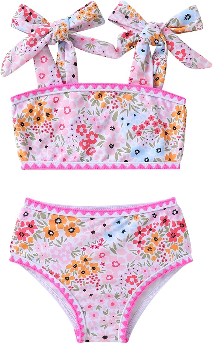 YOUNGER TREE Toddler Girls Two Pieces Swimsuit Color Block Stripe Swimwear Summer Beach Bathing Suit 18M-5T