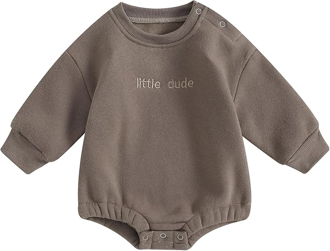 VISGOGO Newborn Infant Baby Boy Girls Oversized Romper Little Dude Sweater Onesie Coming Home Outfit Neutral Clothes