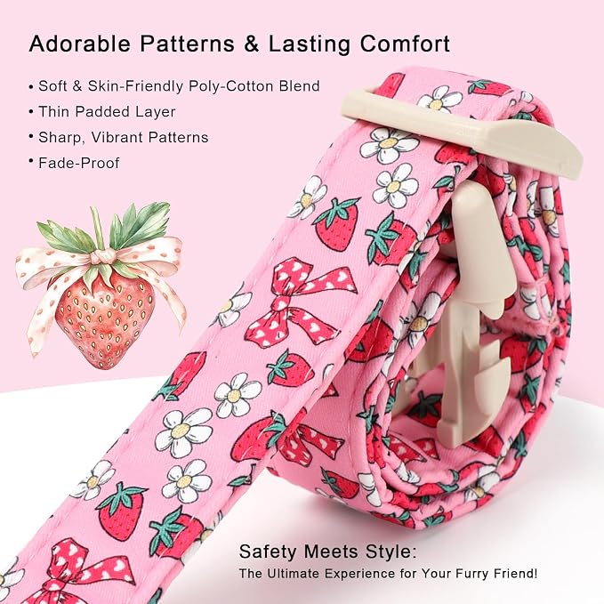 Strawberry Bow Dog Collar for Medium Dogs - Image 4