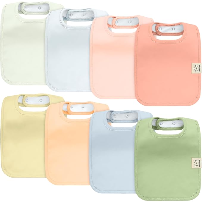 KeaBabies 8-Pack Organic Baby Bibs for Boys, Girls - Super Absorbent Cotton Drool Bibs for Baby Girl & Boy, Teething Toddler, Drooling Newborn, Ultra Soft & Machine Washable (Dew)