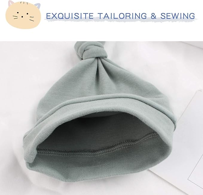 JANGANNSA Newborn Baby Hat Infant Baby Boys Beanie Top Knot Stretchy Hats for Girls 100% Organic Cotton