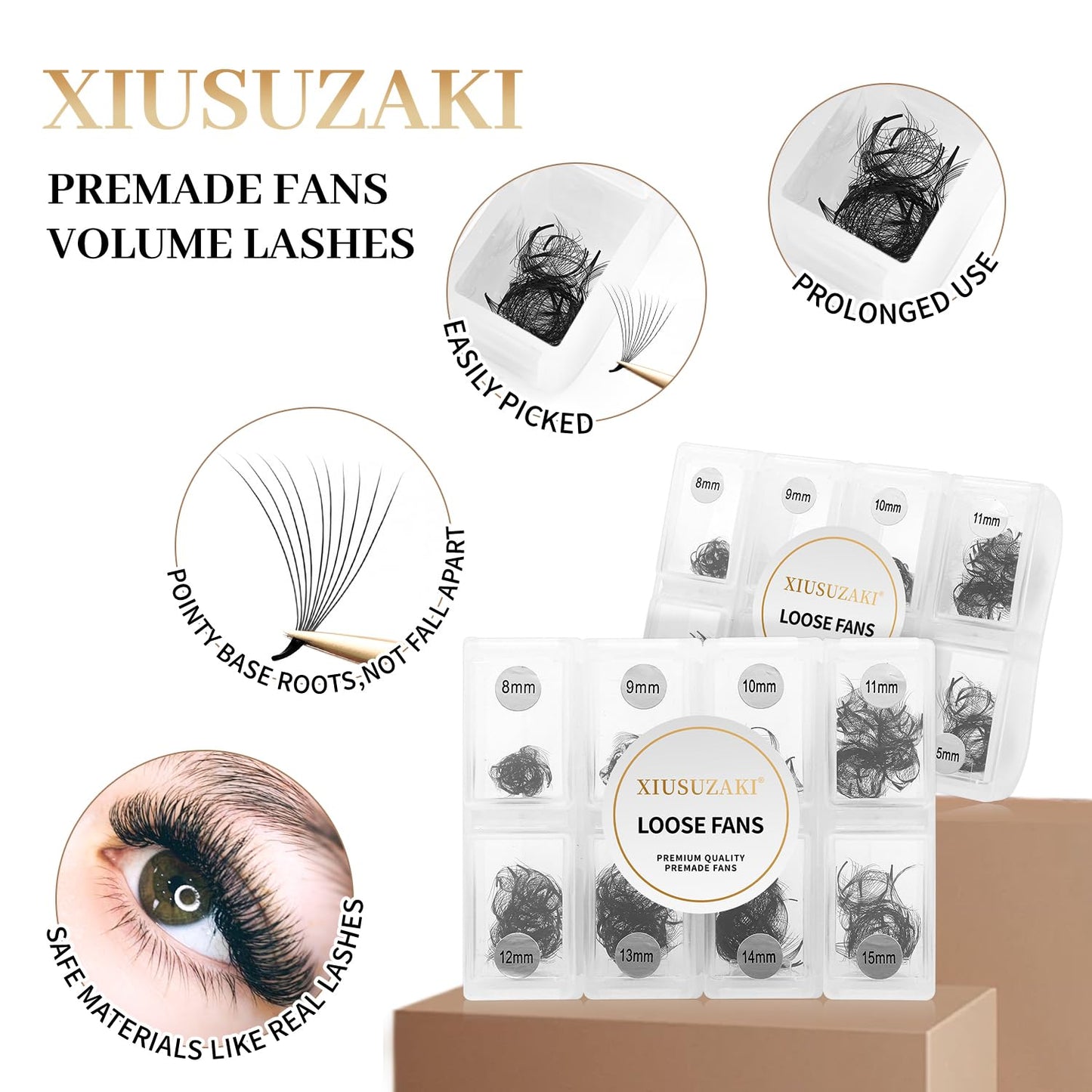 Premade Eyelash Extensions - 600 Fans, 10D, Volume Lash, 0.07 Thickness, D Curl, Mix 8-15mm Fluffy Soft Handmade Loose Fan