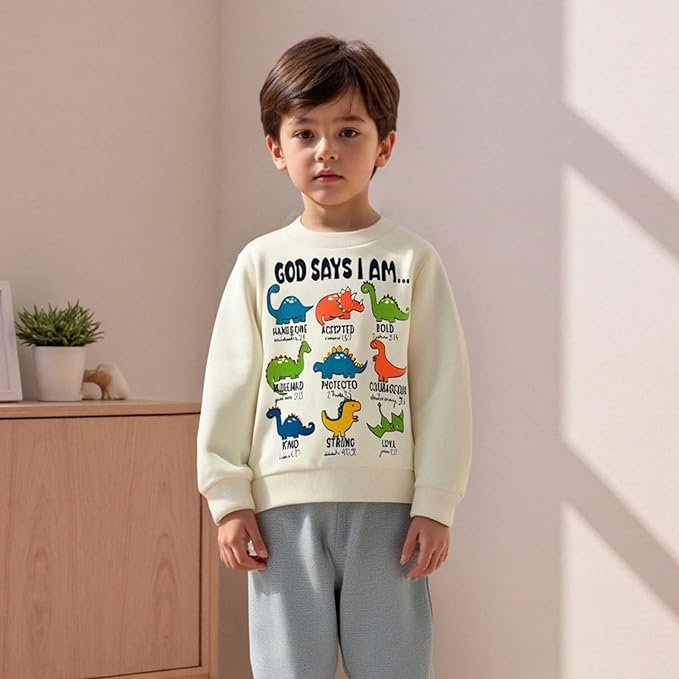Nyapruwe Toddler Baby Boy Fall Outfit Funny Print Long Sleeve Sweatshirt Joggers Pants Set Kids Warm Winter Clothes