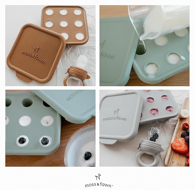 Moss and Fawn Ice Cube Tray - Forage Feeder Freezer & Teething Popsicle Mold for Breast Milk, Formula, Bone Broth, Purees, & Baby Food - BPA, Lead, & PVC-Free - Terracotta
