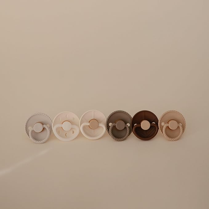 FRIGG Natural Rubber Baby Pacifier 6-Pack Earthy Wonder | Made in Denmark | BPA-Free (6-18 Months)