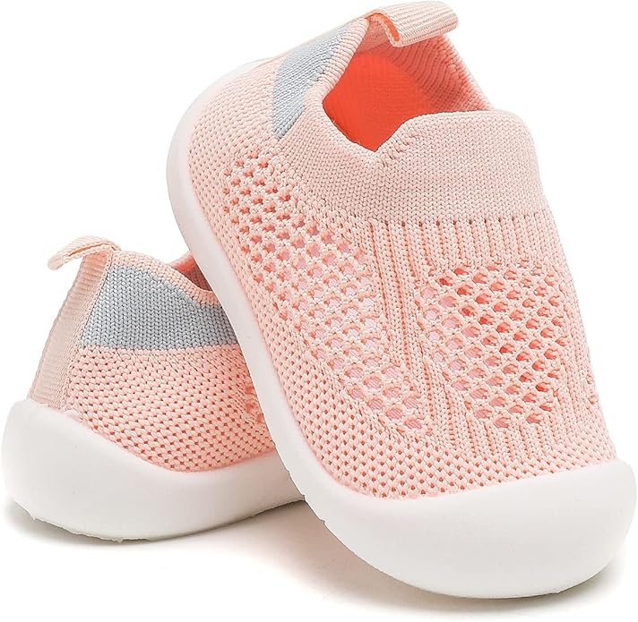 Baby Walking Shoes Toddler Girl Boy Soft Sole Breathable Cotton Canvas Shoes Infant Lightweight Non-Slip Safer Slip-on First Walkers Shoes Casual Tennis Wide Sneakers Rubber Soles Running Outdoor