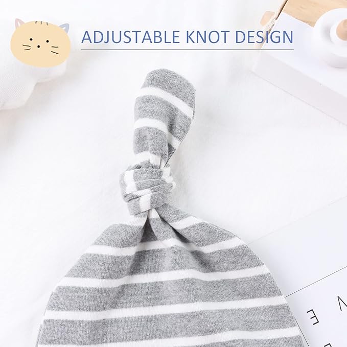 JANGANNSA Newborn Baby Hat Infant Baby Boys Beanie Top Knot Stretchy Hats for Girls 100% Organic Cotton