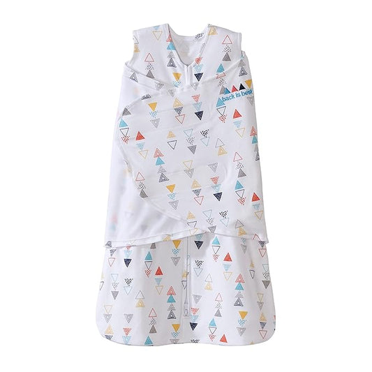 HALO Sleepsack 3-Way Adjustable Baby Swaddle, 100% Cotton - Neutral Triangles, Newborn