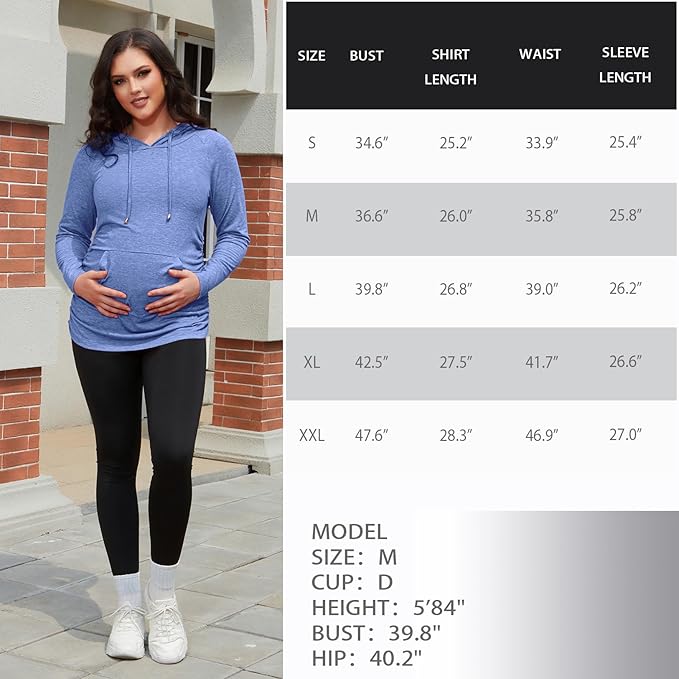 GINKANA Maternity Hoodie Long Sleeves Shirts Casual Maternity Top Pregnancy Sweatshirt Casual Clothes