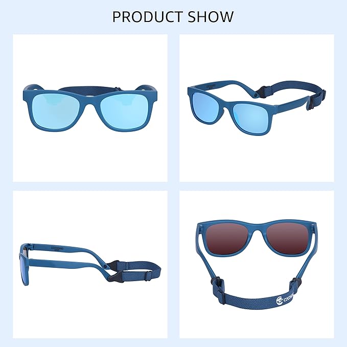 COCOSAND Flexible Baby Sunglasses with Strap Polarized UV Protection for Toddler Infant Newborn Boy Girl Age 0-24 Months