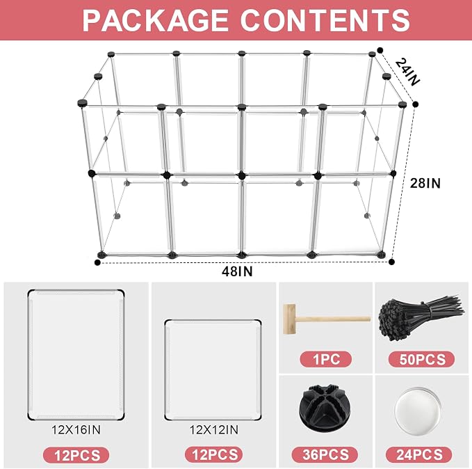 24 Panels Portable Small Animals Playpen, Portable Plastic Enclosure, Puppy - Image 2